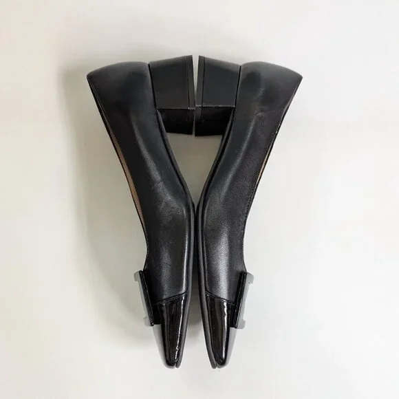 Cristina Millotti Women's Black Leather Square Toed Shoes Size 38.5/US 8